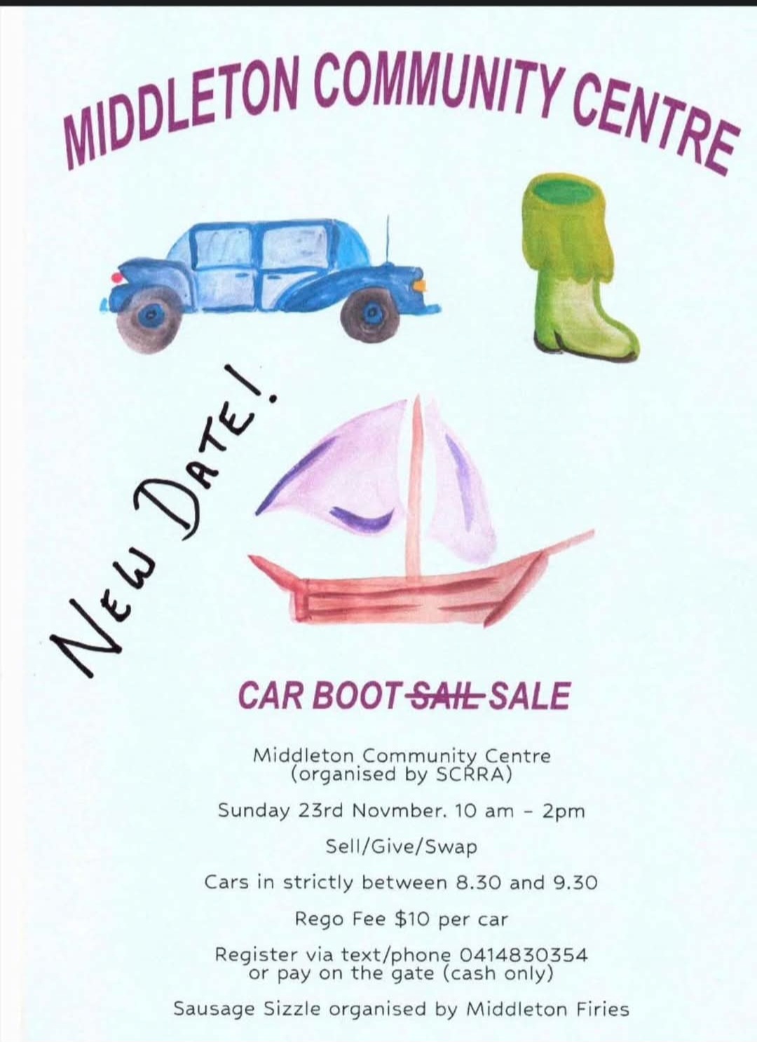 Flyer advertising Middleton Car Boot sale