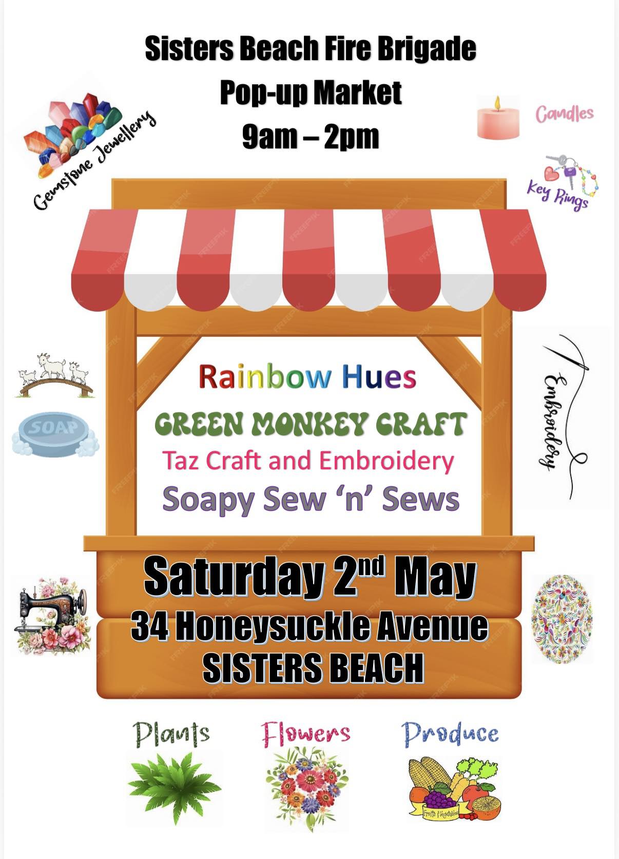 Sisters Beach pop up market flyer